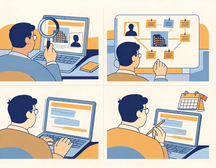 Guided email engagement outreach workflow illustration